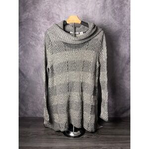 Eight Eight Eight Grey Marled Knit Cowl Neck Cotton Tunic Sweater Size Medium